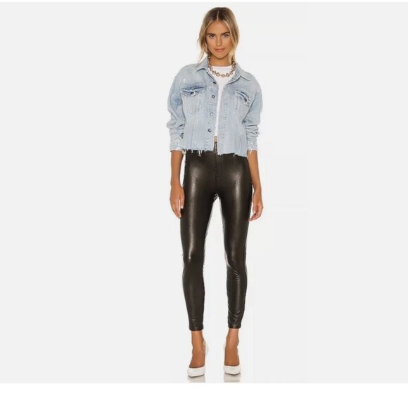 NWT Spanx Vegan Leather Like Ankle Skinny Pants - 20475R In Luxe Black - Picture 1 of 7
